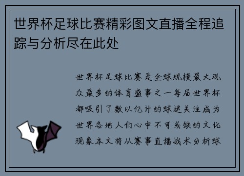 世界杯足球比赛精彩图文直播全程追踪与分析尽在此处